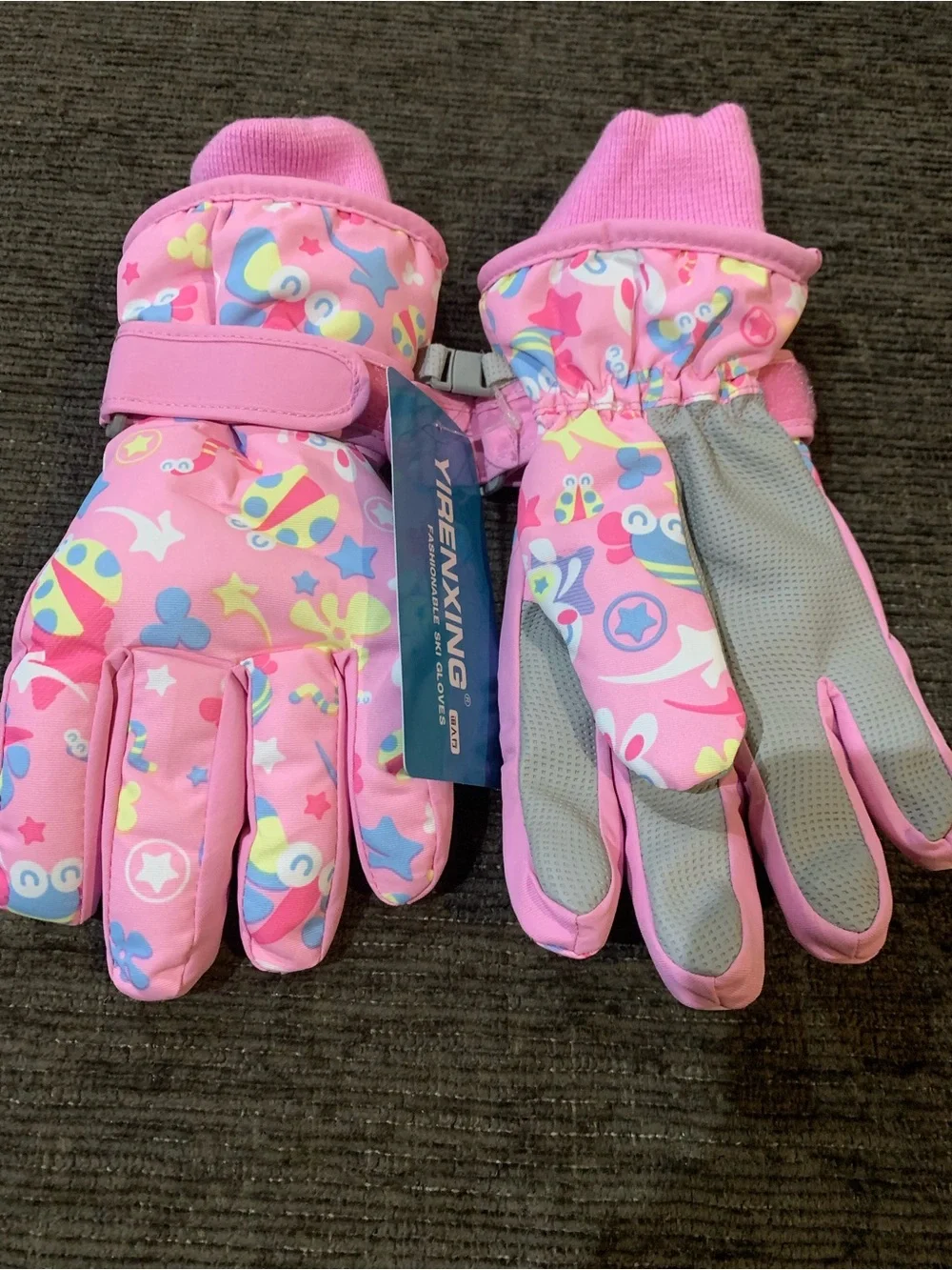 Kids Pink Patterned Winter Gloves